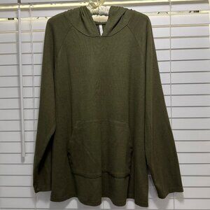 JW Style Women's green long sleeve hoodie sweatshirt; Size XL